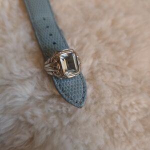 Gold Rhodium Plated Antique Ring with 2.12ct Aquamarine